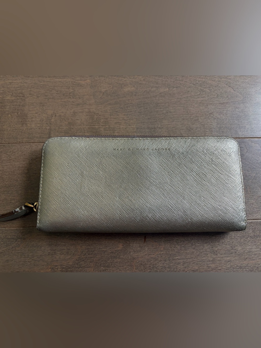 Marc Jacobs Metallic Gold Saffiano Zip Wallet